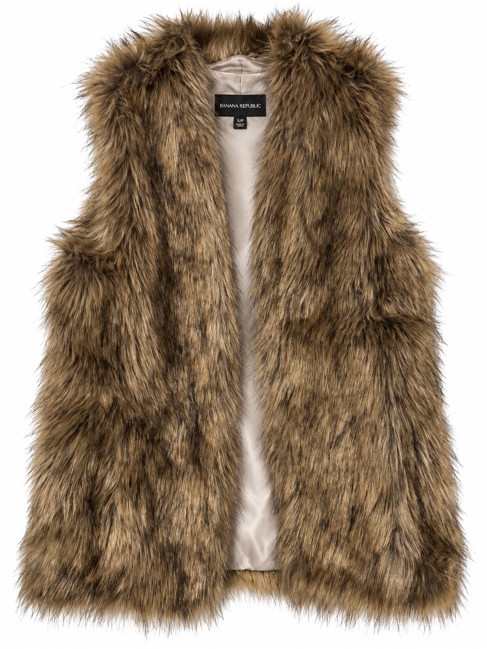 Banana Republic Faux Fur Vest - Brown, Size S